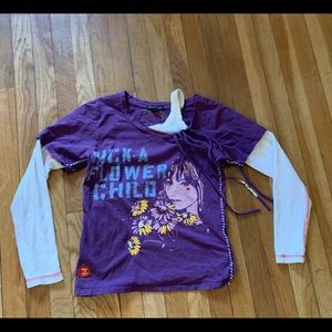 FLOWERGIRL VINTAGE FAUX LAYER T-Shirt-UNIQUE